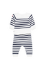 Petit Bateau - White and Navy 2PC Knit Baby Sweater and Pants Set