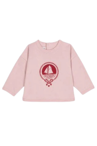 Petit Bateau - Light Pink Baby Girl Graphic Sweatshirt