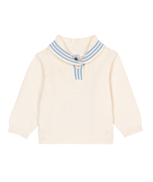 PETIT BATEAU - BBY - BABY BOY SAILOR COLLAR SWEATER - CREAM