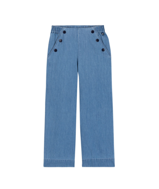 PETIT BATEAU - TG - GIRL CHAMBRAY PANTS - BLUE