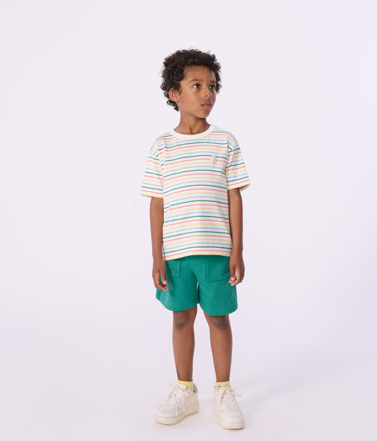 PETIT BATEAU - BB - BOY SS MULTI COLOR STRIPES TEE - WHITE MULTI