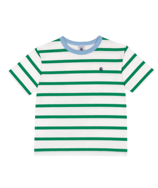 PETIT BATEAU - BB - BOY SS STRIPE TEE WITH BLUE TRIM - BLUE