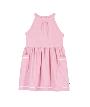 PETIT BATEAU - BG - GIRL SLEEVELESS TERRY DRESS  - PINK