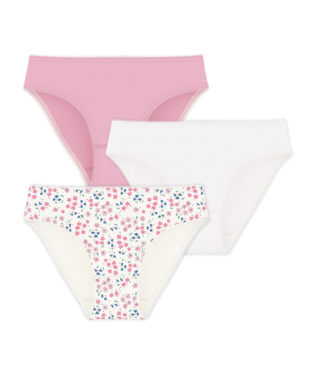 PETIT BATEAU - TG - GIRL 3 PACK FLORAL AND SOLID UNDERWEAR - MULTI