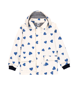 PETIT BATEAU - TG - GIRL HEART PRINT HOODED RAIN JACKET