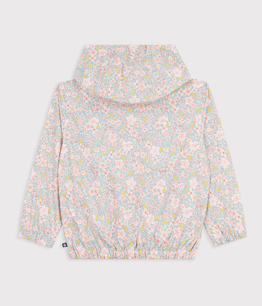 PETIT BATEAU - TG - GIRL HOODED FLORAL JACKET - MULTI