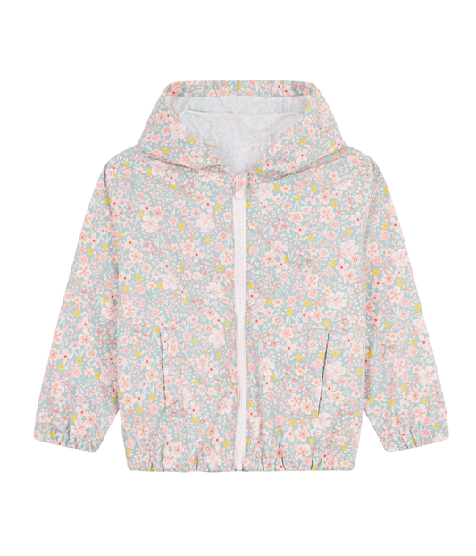PETIT BATEAU - TG - GIRL HOODED FLORAL JACKET - MULTI