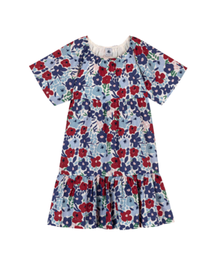 PETIT BATEAU - TG - GIRL SS FLORAL DRESS - MULTI