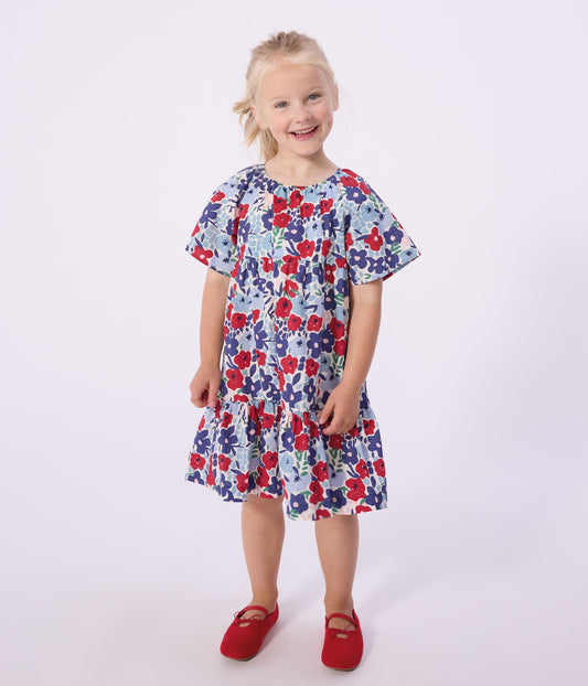 PETIT BATEAU - TG - GIRL SS FLORAL DRESS - MULTI