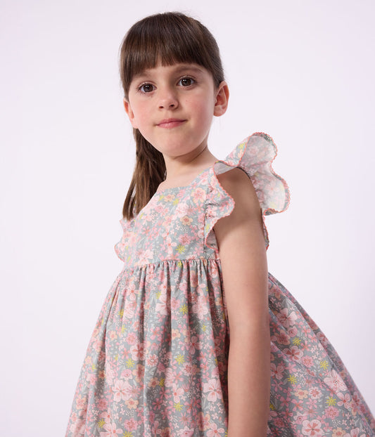 PETIT BATEAU - TG - GIRL SLEEVELESS FLORAL DRESS - MULTI