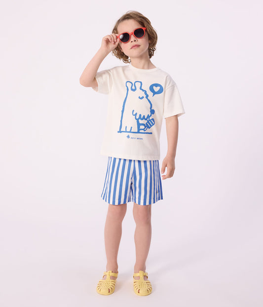 PETIT BATEAU - TB - BOY STRIPE SWIM SHORTS - BLUE WHITE