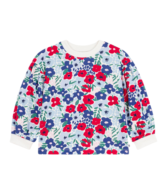 PETIT BATEAU - TG - GIRL FLORAL SWEATSHIRT - MULTI