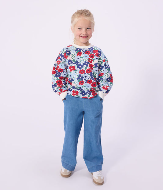 PETIT BATEAU - TG - GIRL CHAMBRAY PANTS - BLUE