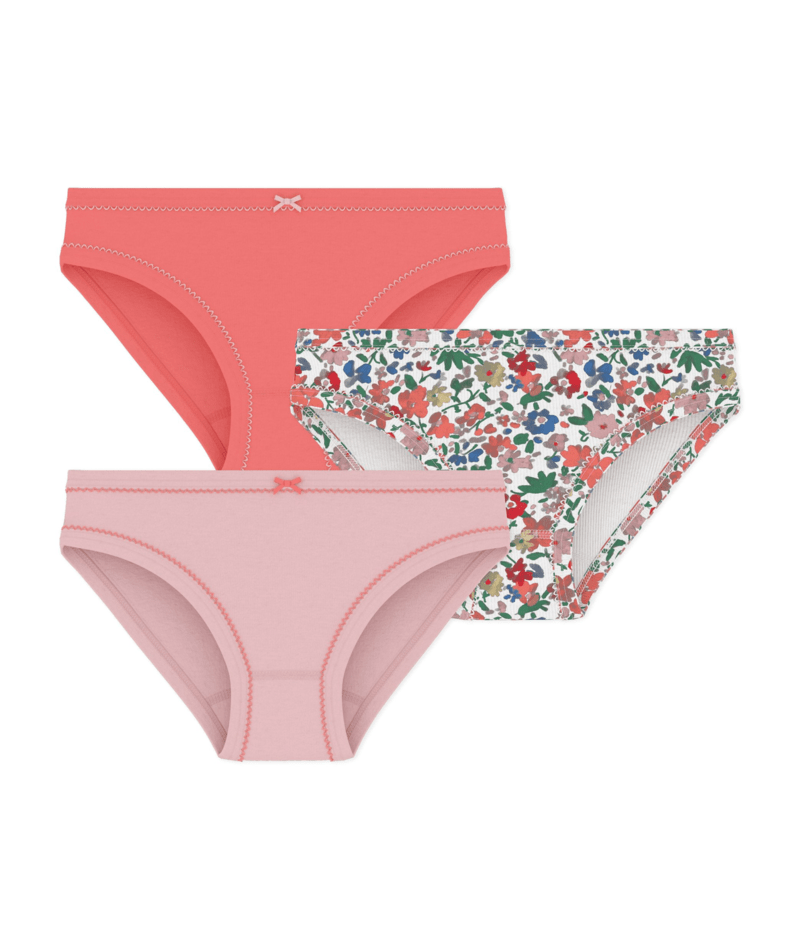 PETIT BATEAU TG GIRL 3 PACK FLORAL AND SOLID UNDERWEAR MULTI A0GIZ