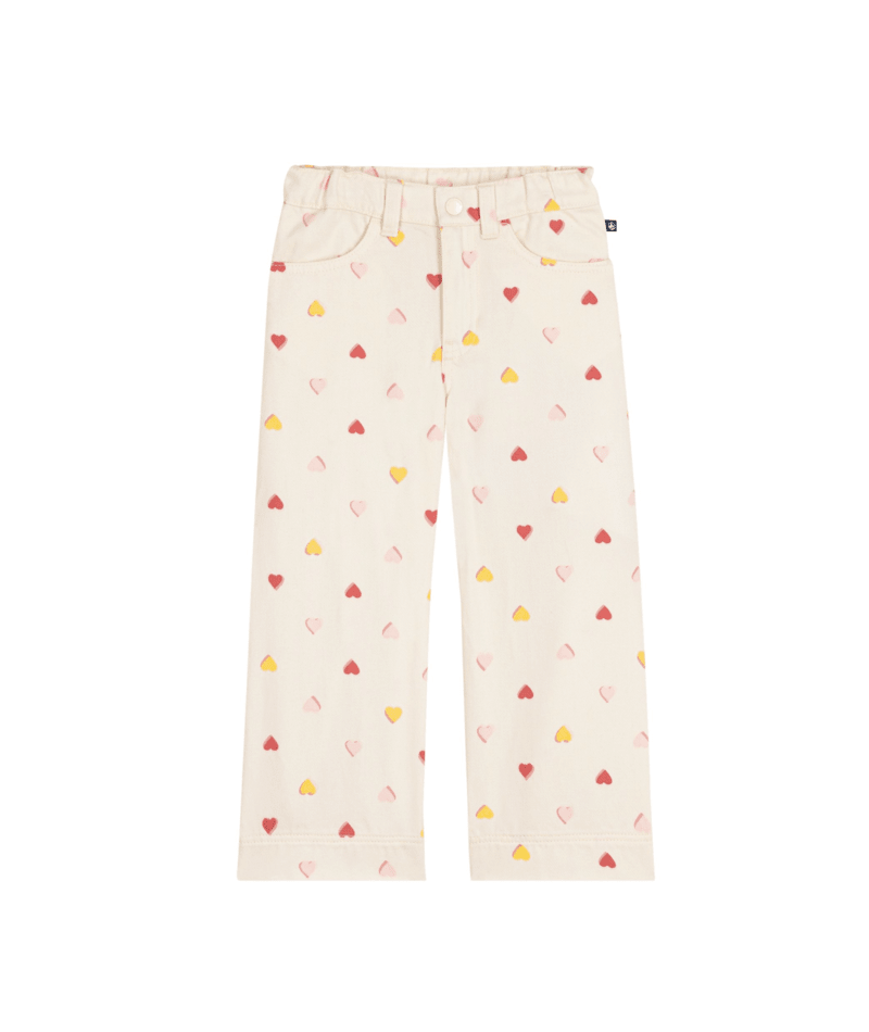 PETIT BATEAU BG GIRL MULTI HEART PRINT PANTS CREAM MULTI