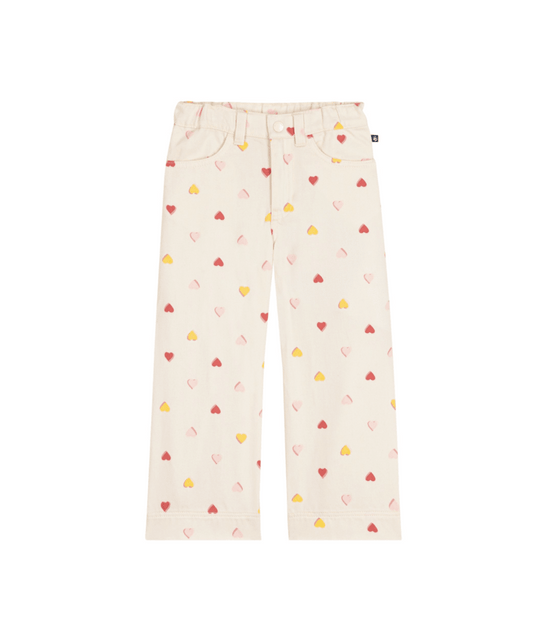 PETIT BATEAU BG GIRL MULTI HEART PRINT PANTS CREAM MULTI