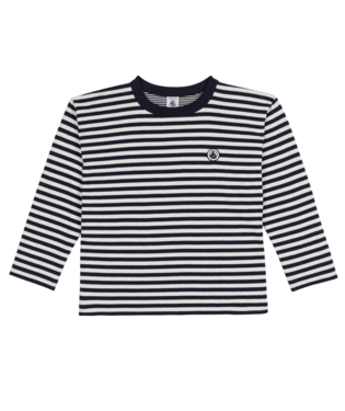 PETIT BATEAU BB BOY LS STRIPED T SHIRT NAVY CREAM