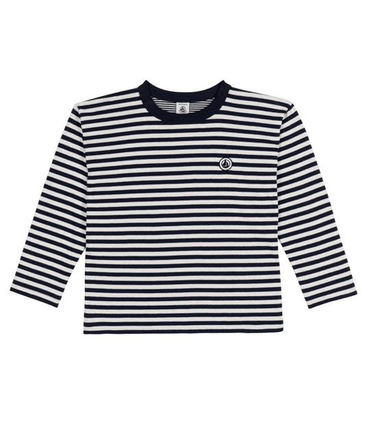 PETIT BATEAU BB BOY LS STRIPED T SHIRT NAVY CREAM