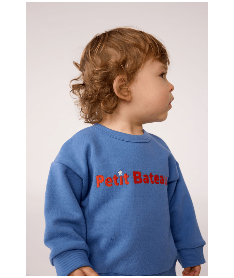 PETIT BATEAU BBY BABY BOY SWEATSHIRT WITH LOGO BLUE