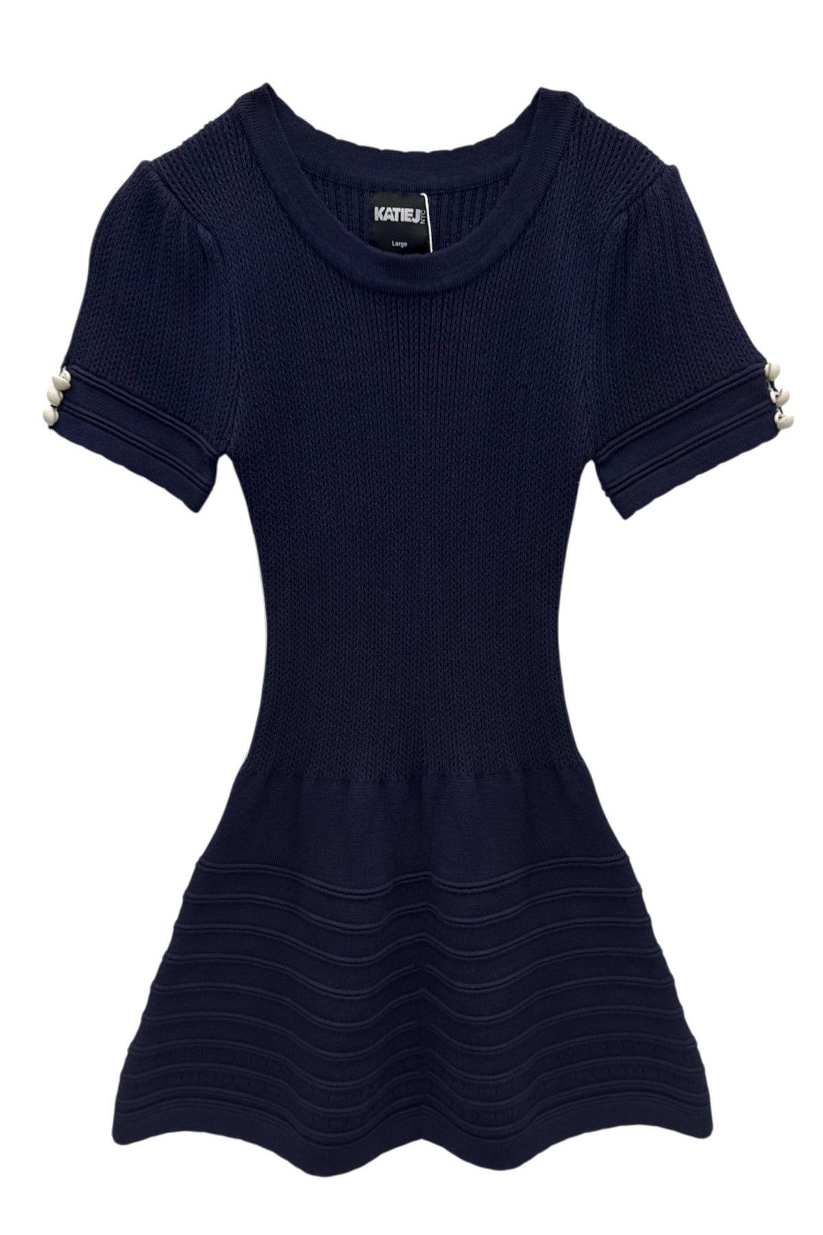 KATIE J NYC ABIGAIL FINE GAUGE KNIT DRESS EVENING BLUE