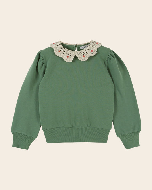 ÉMILE ET IDA - TG - SWEAT COL CROCHET - OLIVE