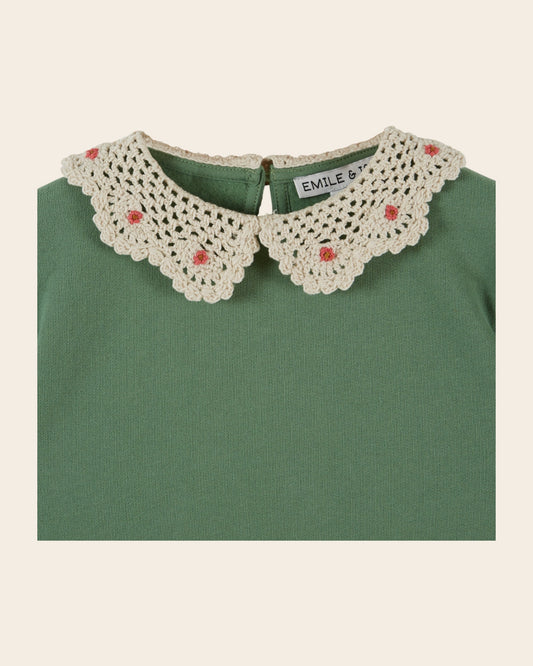 ÉMILE ET IDA - BG - SWEAT COL CROCHET - OLIVE