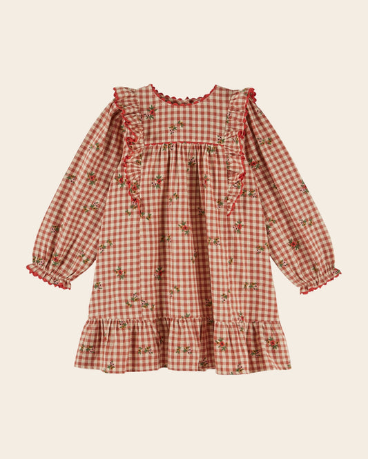 ÉMILE ET IDA - BBY - ROBE VICHY VOLANT/BRODERIE - VICHY BRODERIE