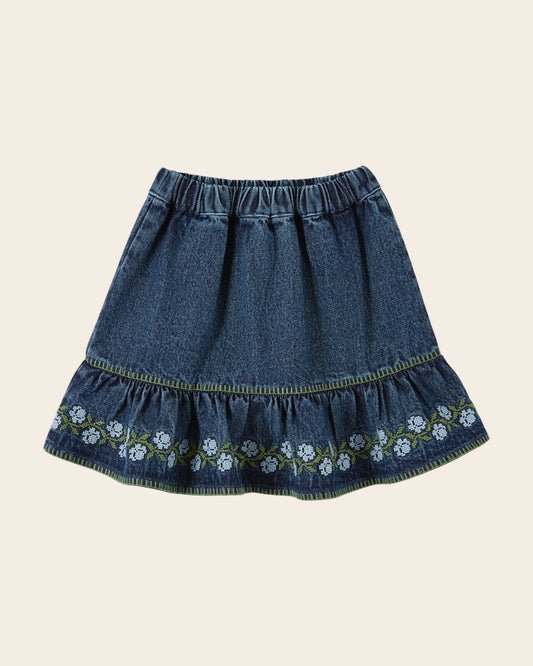 ÉMILE ET IDA - TG - JUPE DENIM BRODEE - DENIM