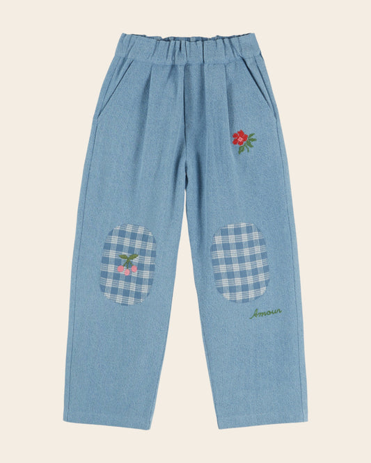 ÉMILE ET IDA - TG - PANTALON DENIM GENOUILLERE - BLEU DELAVE