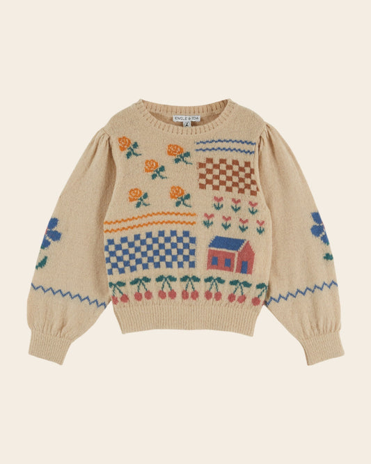 ÉMILE ET IDA - TG - PULL INTARSIA GRAPHIQUE - MAISON