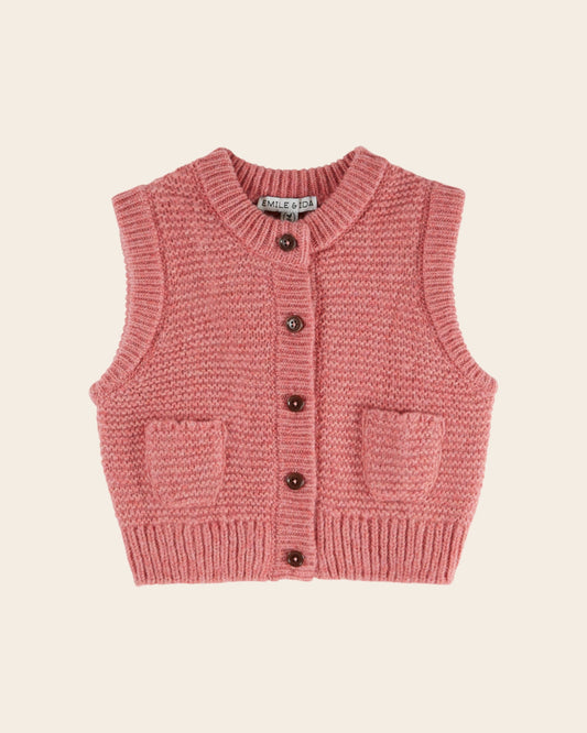 ÉMILE ET IDA - TG - GILET SANS MANCHES DOUDOU - BLUSH