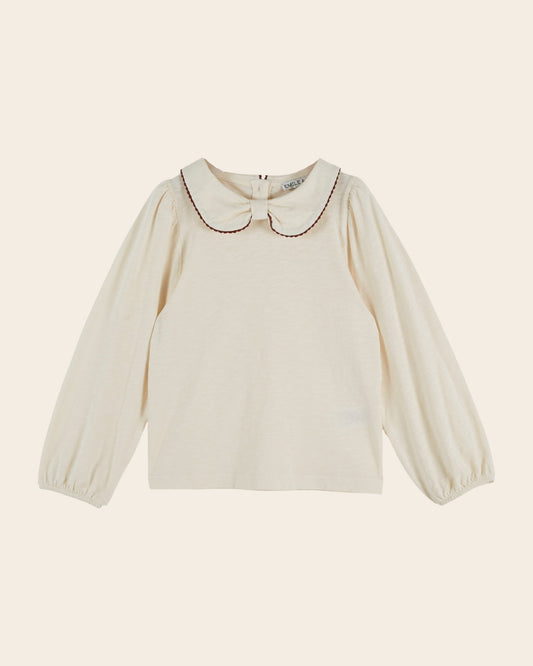 ÉMILE ET IDA - BG - TS UNI PICOTE JERSEY FLAMME - ECRU ACAJOU