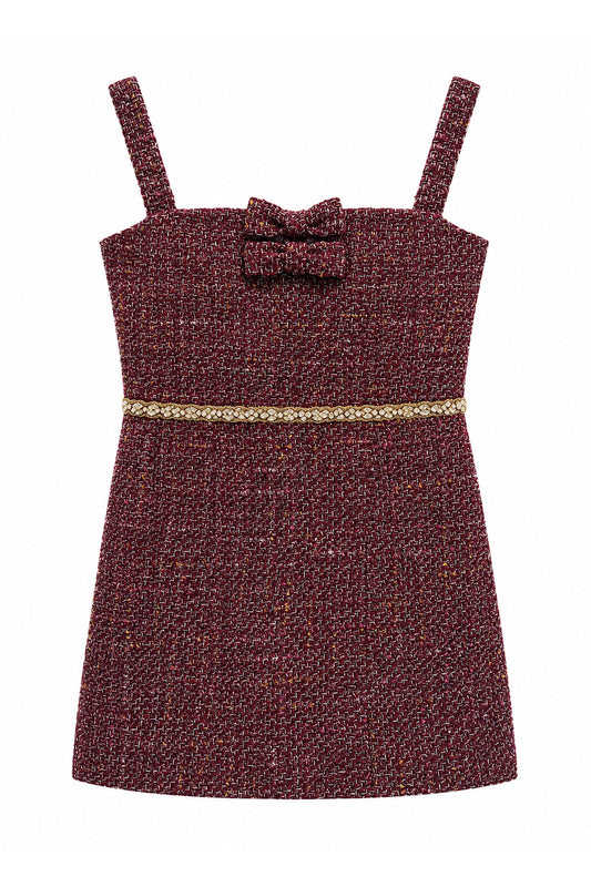 KATIE J NYC AGATHA SLEEVELESS BOUCLE MINI DRESS HOT PINK MULTI BOUCLE