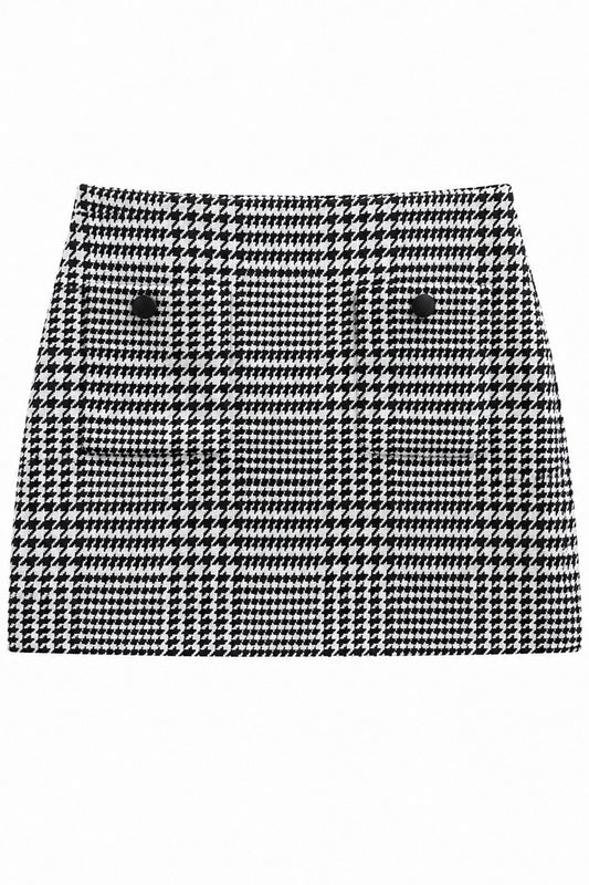 KATIE J NYC AINSLEY CLASSY MINI SKIRT BLACK/WHITE CHECK