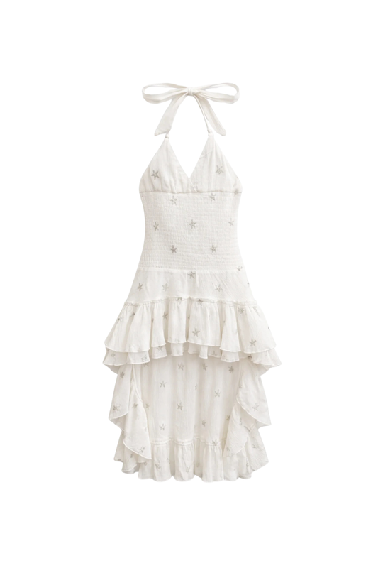 KATIE J NYC - BG - TWEEN ALESSIA MAXI DRESS - IVORY/SILVER STAR