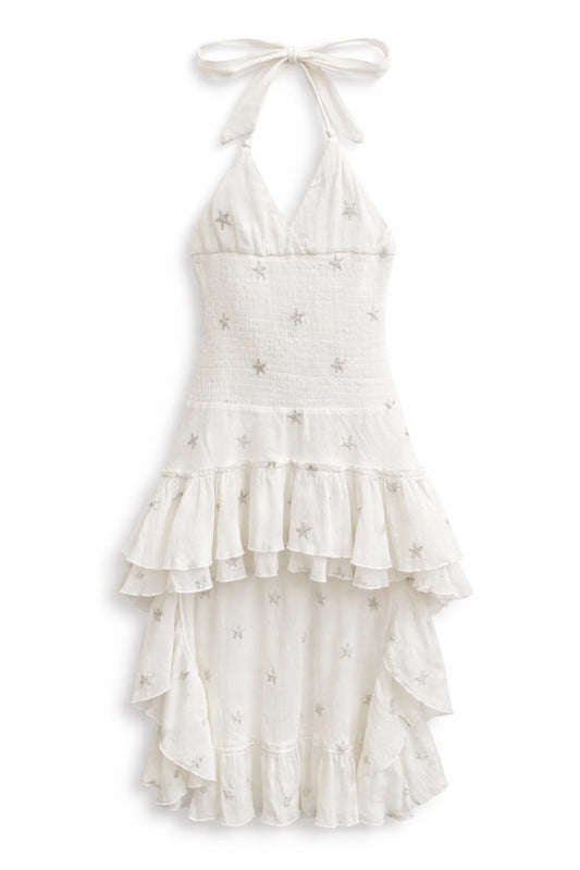 KATIE J NYC - BG - TWEEN ALESSIA MAXI DRESS - IVORY/SILVER STAR