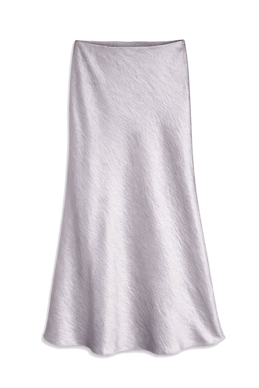 KATIE J NYC ANASTASIA SATIN SOLID MAXI SKIRT SILVER