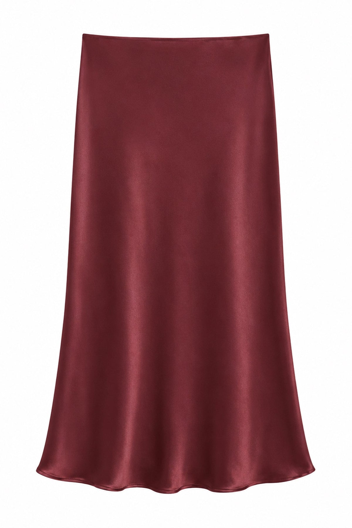 KATIE J NYC ANASTASIA SATIN MAXI SKIRT BURGUNDY
