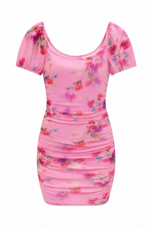 KATIE J - BG - TWEEN ANYA PRINT DRESS - PINK WATERCOLOR