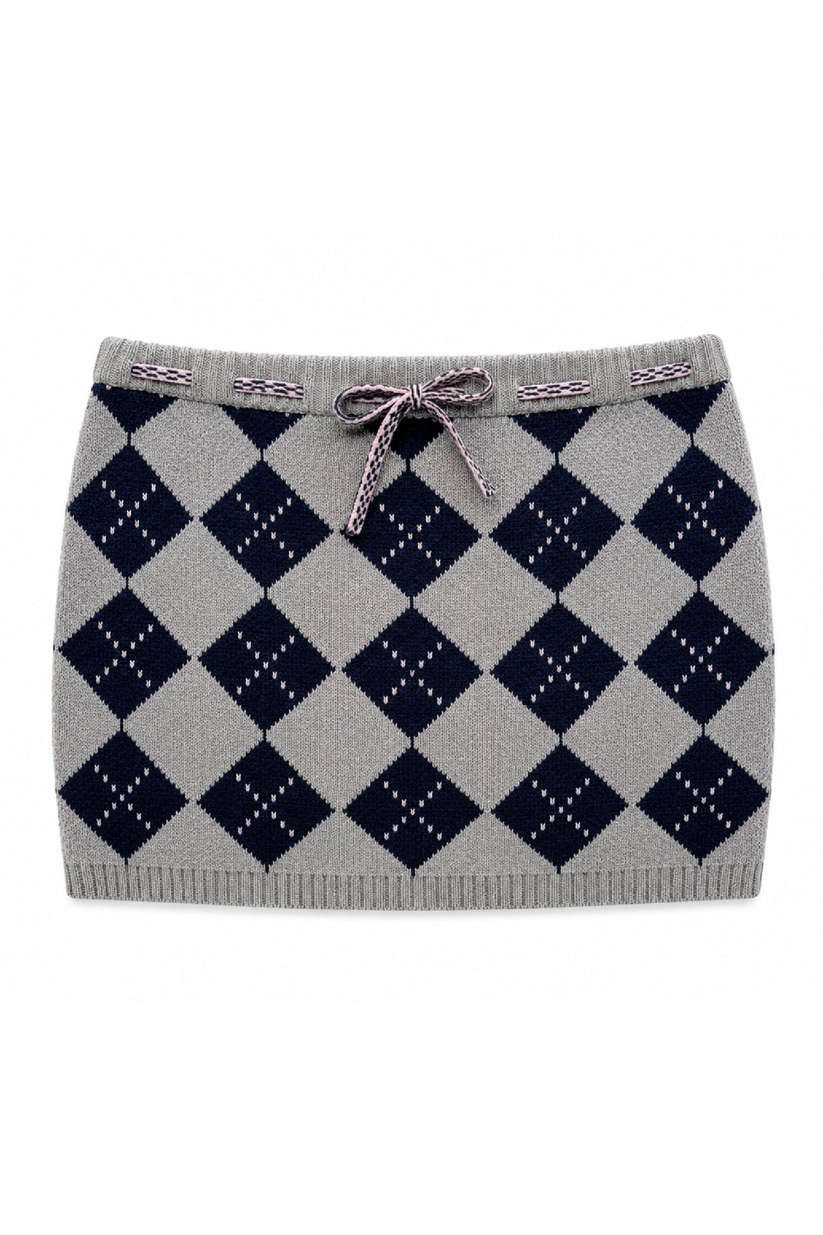 KATIE J NYC APOLLO JACQUARD KNIT MINI SKORT HEATHER GREY ARGYLE