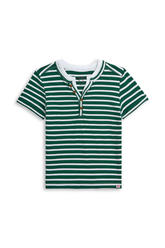 APPAMAN - BB - HILLTOP HENLEY - GARDEN GREEN STRIPE