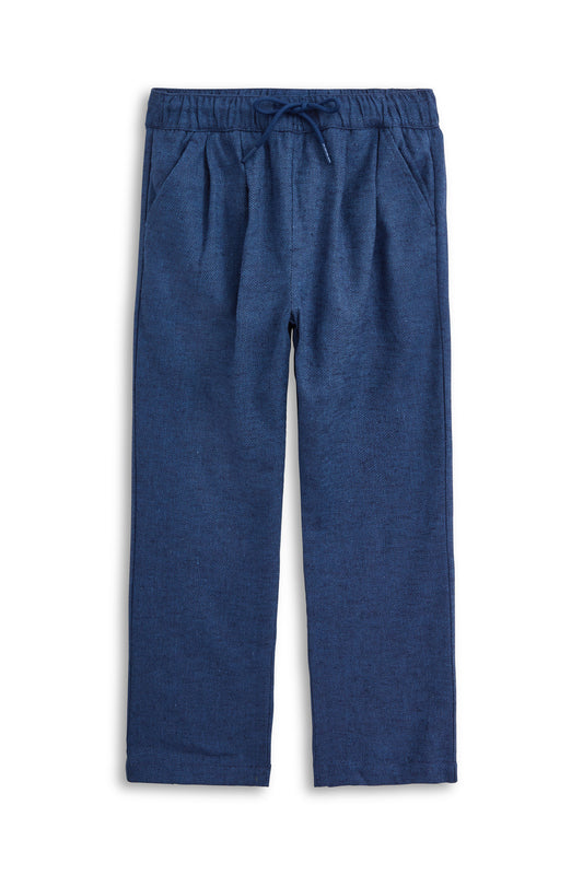 APPAMAN - BB - RESORT PANT - NAVY HERRINGBONE