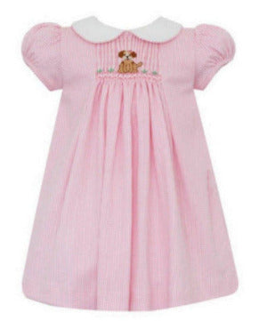 Anavini - Puppies Girl's Pink Knit Check S/S Dress