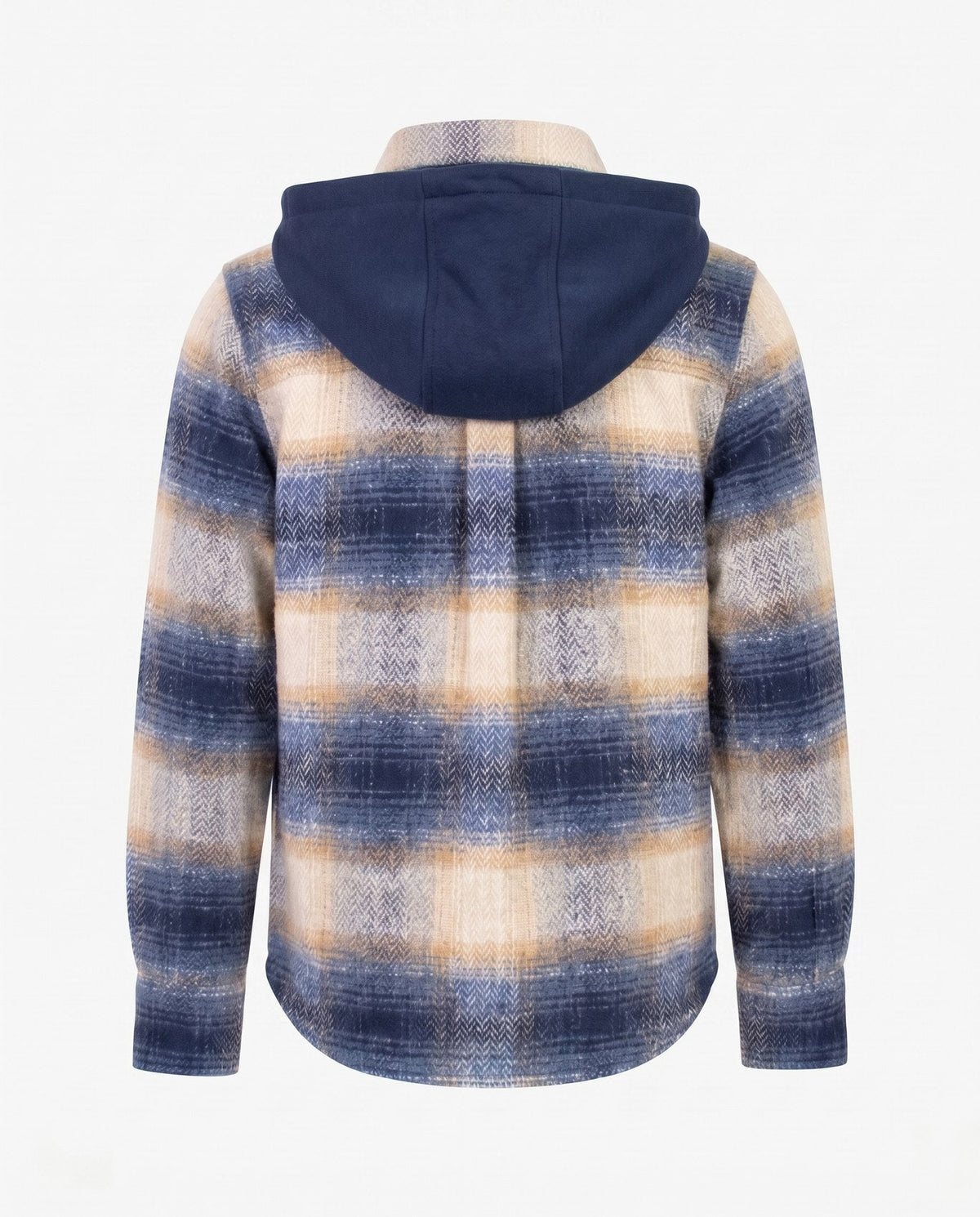 APPAMAN - Blue Herringbone Plaid Glen Hooded Shirt