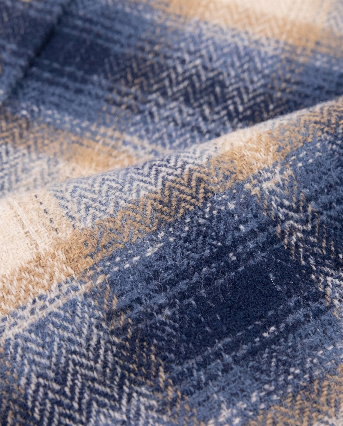 APPAMAN - Blue Herringbone Plaid Glen Hooded Shirt
