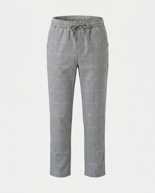 APPAMAN - Earth Grey Windowpane Everyday Stretch Pants