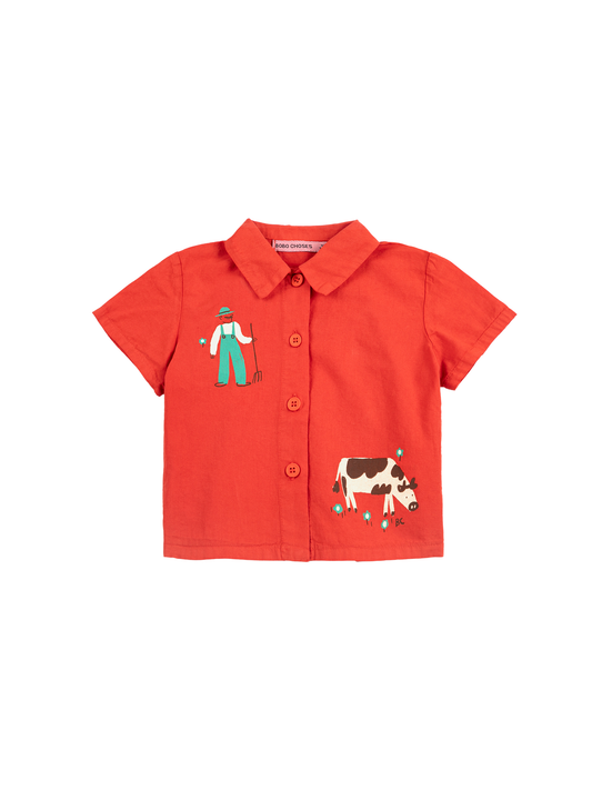 BOBO CHOSES - BBY - FARM ADVENTURE WOVEN SHIRT - RED
