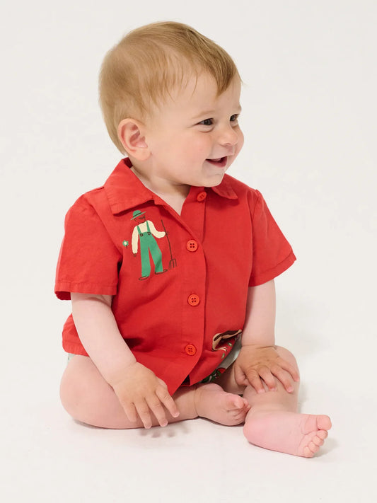 BOBO CHOSES - BBY - FARM ADVENTURE WOVEN SHIRT - RED