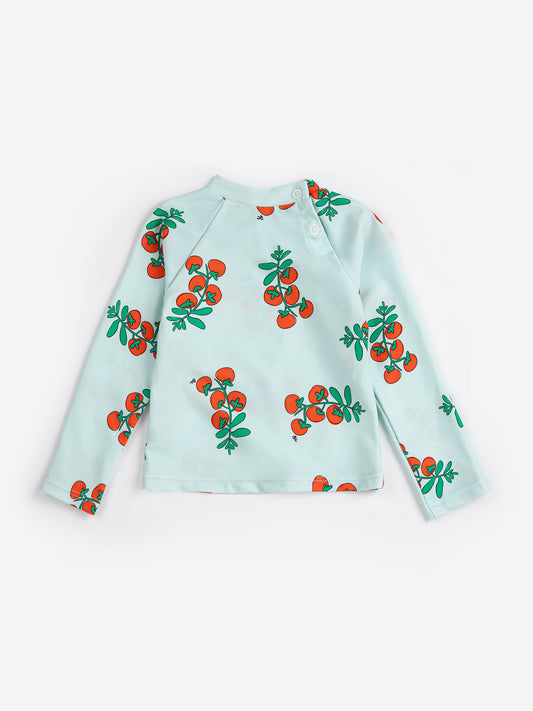 BOBO CHOSES - BBY - JUICY TOMATOES ALL OVER SWIM T-SHIRT - LIGHT BLUE