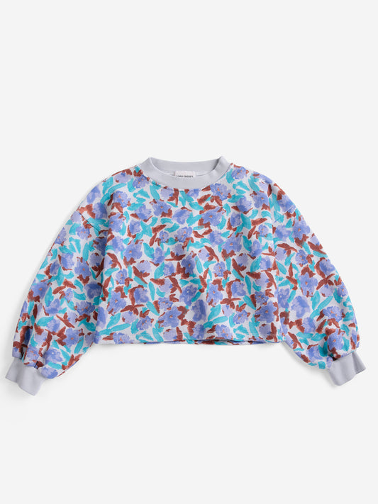 BOBO CHOSES - TG - WATERCOLOR ALL OVER CROPPED SWEATSHIRT - LAVENDER